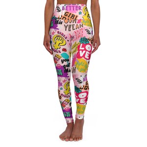 Girl Squad High Waisted Yoga Leggings, Yoga, Yoga Pants, Leggings, Womens Leggings, Women&#39;s Pants, Women&#39;s Clothing, Yoga Leggings