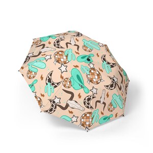 Rodeo Rave Semi-Automatic Foldable Umbrella, Stylish Umbrella, Custom Umbrella, Compact Umbrella, Travel Umbrella, Foldable Umbrella