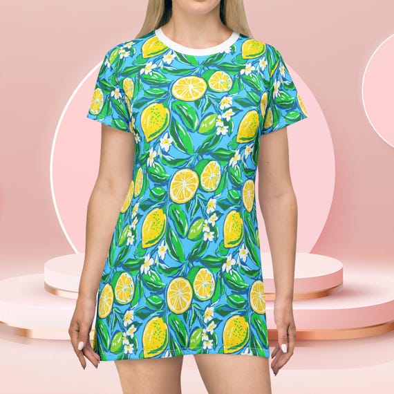 Citrus Splash T-shirt Dress, Florida Dress, USA Dress, Florida, Patriotic Dress, 4th of July Dress, Labor Day, Summer Dress, All Over Print