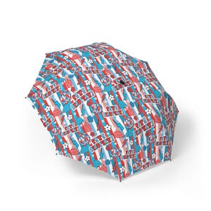 Patriotic Babe Semi-Automatic Foldable Umbrella, Stylish Umbrella, Custom Umbrella, Compact Umbrella, Travel Umbrella, Foldable Umbrella