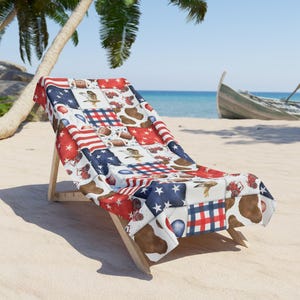 Patriot Patchwork Towel, Towel, Beach Towel, Pool Towel, Swim Towel, USA Flag Beach Towel, Patriotic Beach Towel, Summer Gift, 4th of July