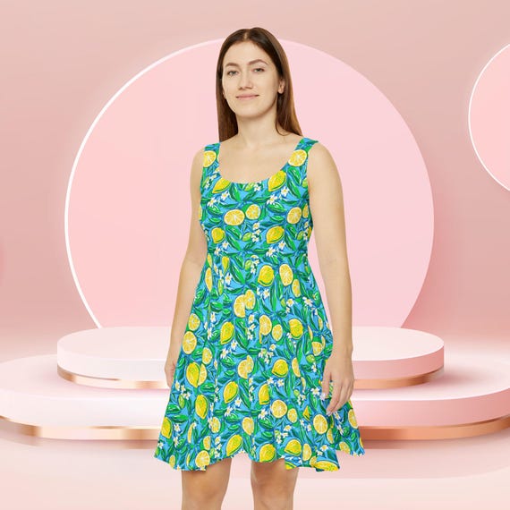 Citrus Splash Skater Dress, Florida Dress, USA, Florida, Patriotic Dress, 4th of July Dress, Labor Day, Summer Dress, Formal Skater Dress