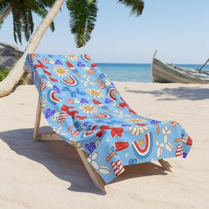 Sunny Celebrations Towel, Towel, Beach Towel, Pool Towel, Swim Towel, USA Flag Beach Towel, Patriotic Beach Towel, Summer Gift, 4th of July