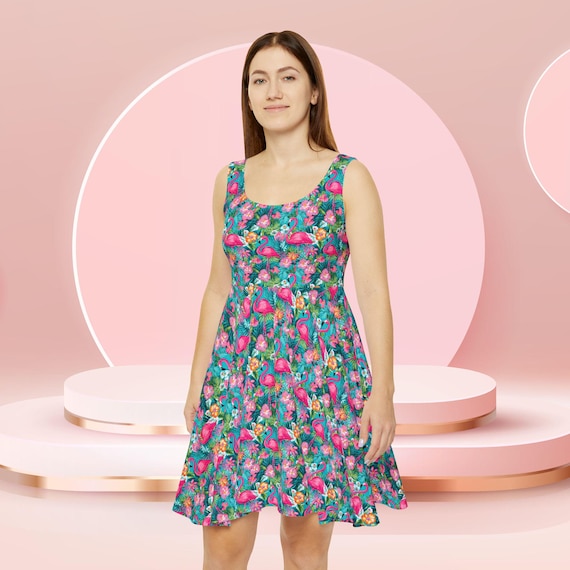 Pink Paradise Skater Dress, Florida Dress, USA, Florida, Patriotic Dress, 4th of July Dress, Labor Day, Summer Dress, Formal Skater Dress Pink Paradise Skater Dress, Florida Dress, USA, Florida, Patriotic Dress, 4th of July Dress, Labor Day, Summer Dress, Formal Skater Dress