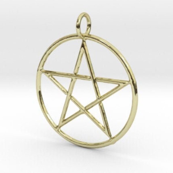 Solid 14k Gold Pentagram pendant, Pentacle necklace, Wiccan jewelry, wicca pendant, 18k solid gold, pentacle pendant, gold gift, pentagram