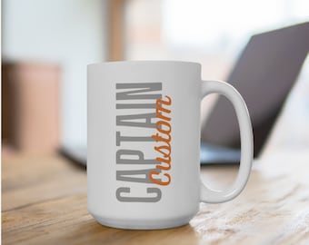 Custom Gift for Relay Team Captain Mug Gift for Relay Captain Personalized White Mug Name Orange and Gray