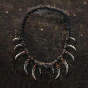 Apocalyptic Fang Necklace | Bone Claw Amulet | LARP Wasteland Costume | Survival Horror Accessory | Dystopian Tribal Jewelry
