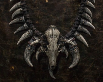 Skull Fox Bone LARP Necklace Shaman Costume Accessory, Tribal Druid Jewelry, Cinema Horror Lover Gift