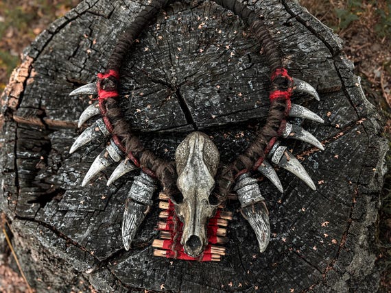 Shaman Costume Fangs Bones Necklace