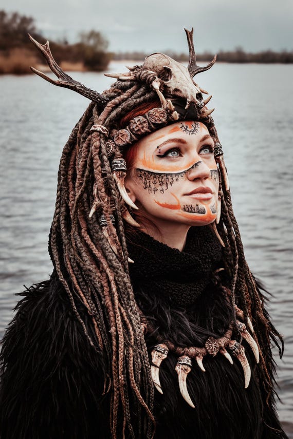Fox Skull Headdress with Horns