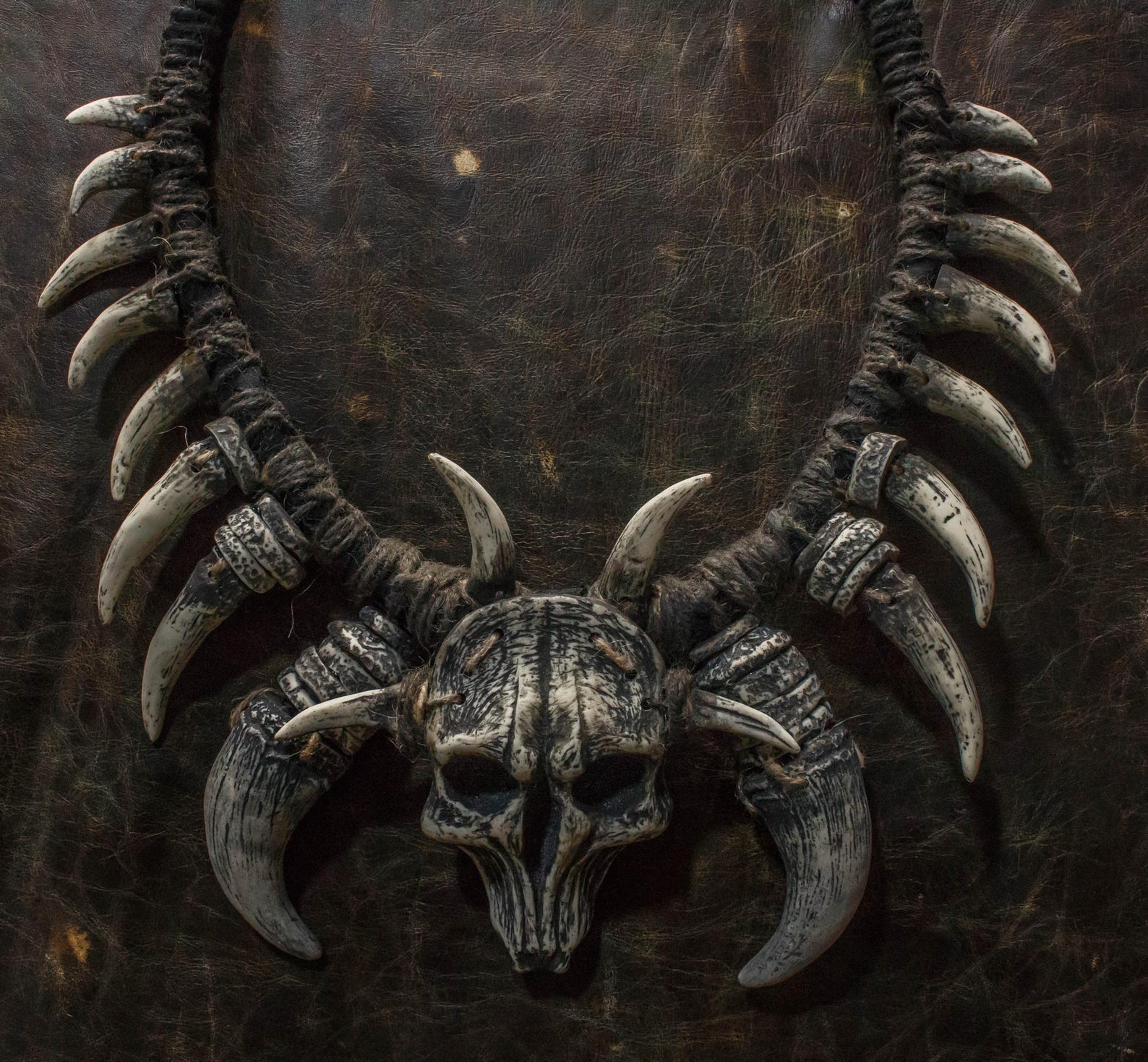 Savage Skull Necklace with Tusks and Bones