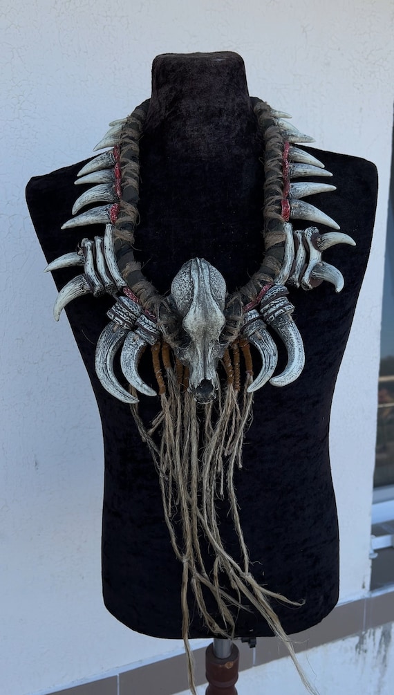 Large Dog Skull Barbarian Necklace
