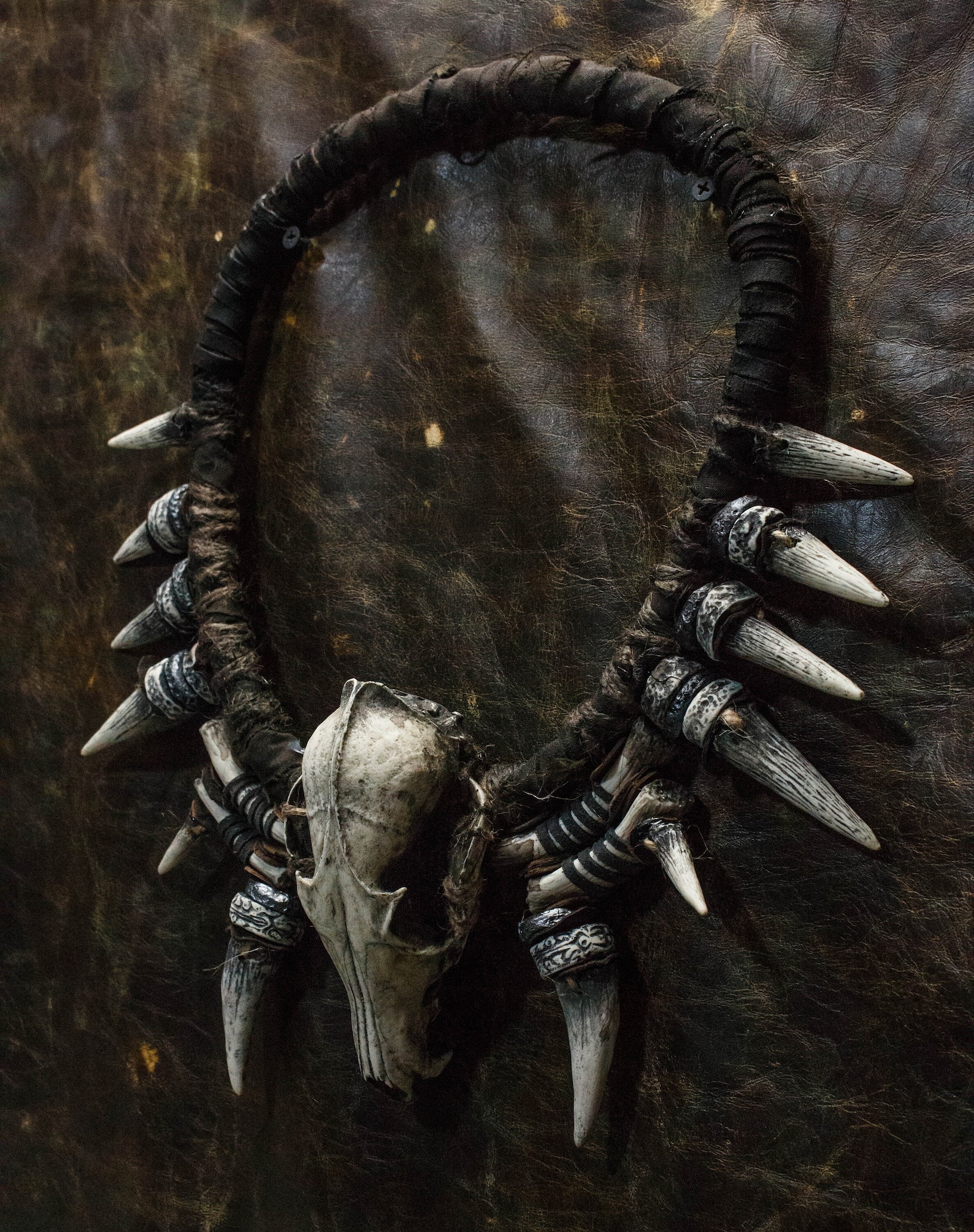 Large Shaman Necklace with Bones and Fangs
