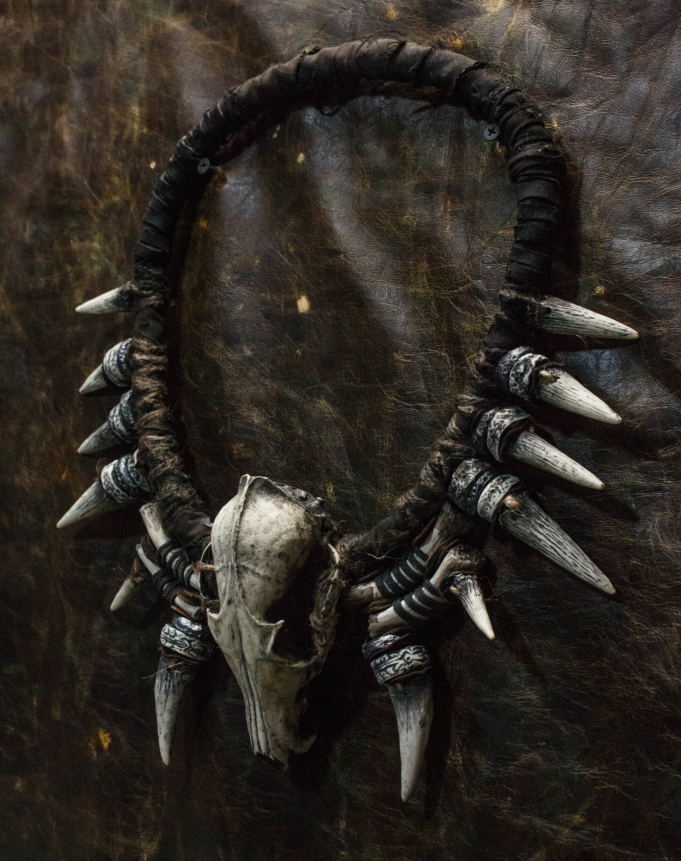 Large Shaman Necklace with Bones and Fangs | Tribal Accessories | LARP Costume Jewelry | Horror Lover Gift