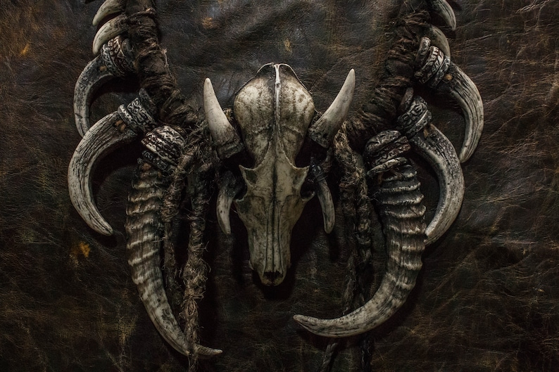 LARP Crafted Fantasy | Post-Apocalyptic Shaman's Handmade Neck Jewelry | Skull Foxes | Goat Horns | Bones