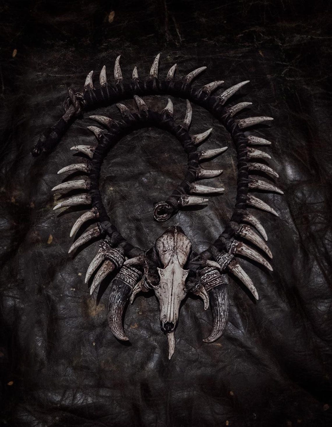 Primal Fox Skull Belt, Ritual Bone Cord for Shaman Cosplay, Tribal LARP ...