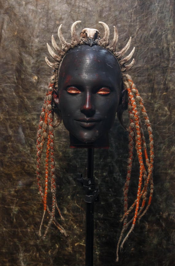 Bird Skull Crown with Dreadlocks