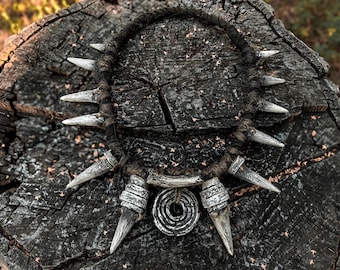 Shaman Necklace | Gothic Neck Jewelry | LARP Costume Accessory | Post-Apocalypse Fantasy Wear | Festival Decoration