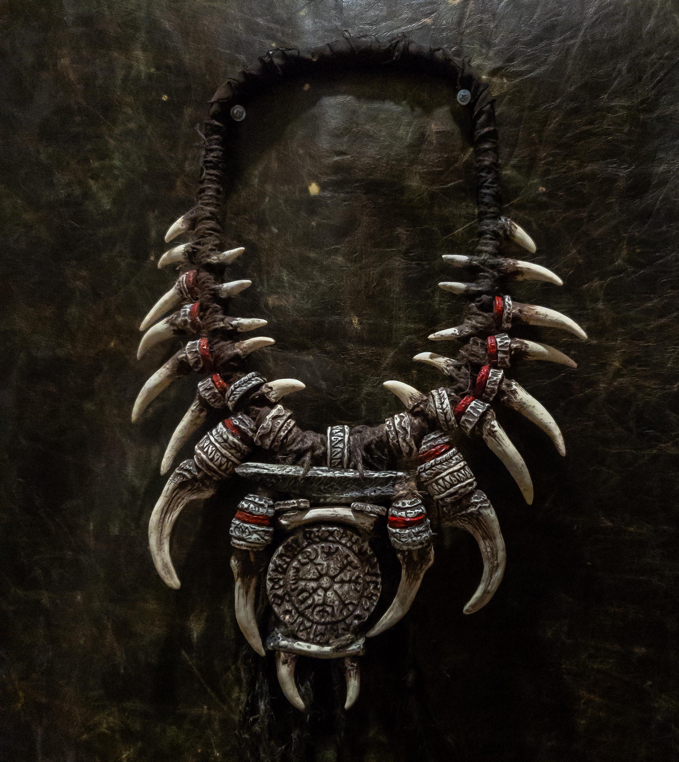 Handmade Fang and Bone Necklace | Theater Props | Fantasy LARP
