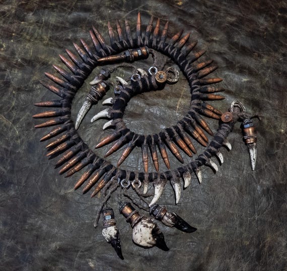 Post-Apocalyptic Bullet Belt with Skulls, Teeth