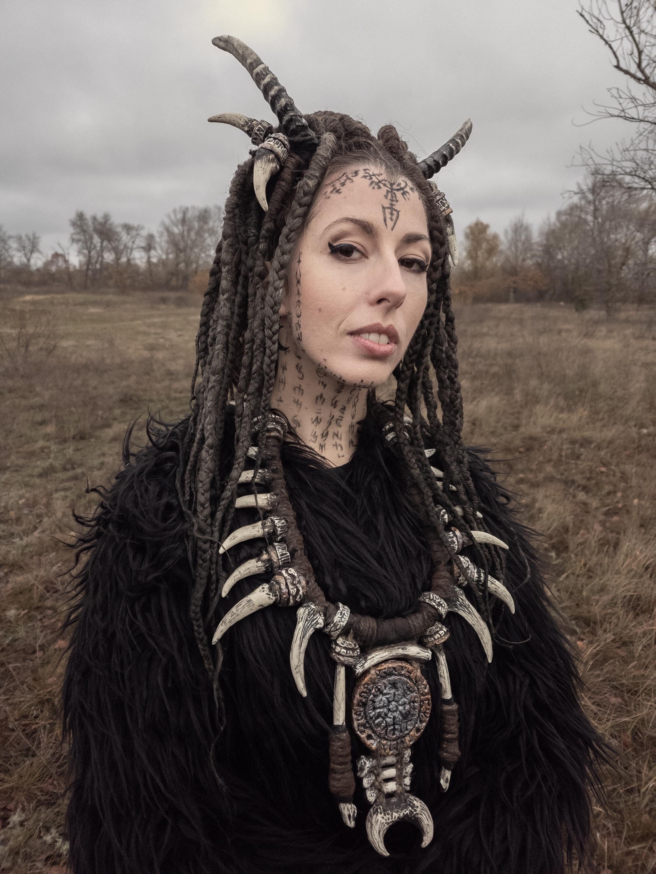 Shaman Rune Agishjalm Pendant | LARP Tribal Jewelry | Bohemian Necklace | Festival Decoration | Halloween Gift