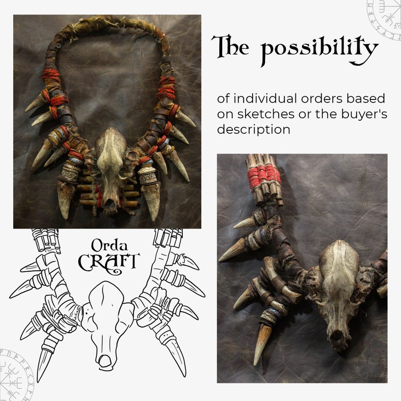 Fangs and Skull Pendant | Horror Lover Gift | Festival Jewelry | Handcrafted Bone Jewelry | Halloween Accessory