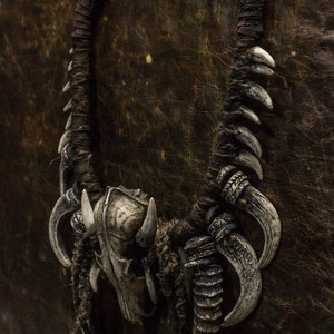LARP Crafted Fantasy | Post-Apocalyptic Shaman's Handmade Neck Jewelry | Skull Foxes | Goat Horns | Bones