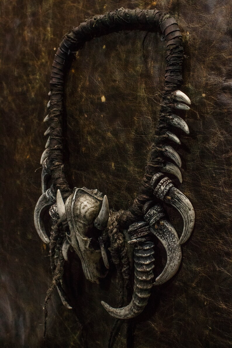LARP Crafted Fantasy | Post-Apocalyptic Shaman's Handmade Neck Jewelry | Skull Foxes | Goat Horns | Bones
