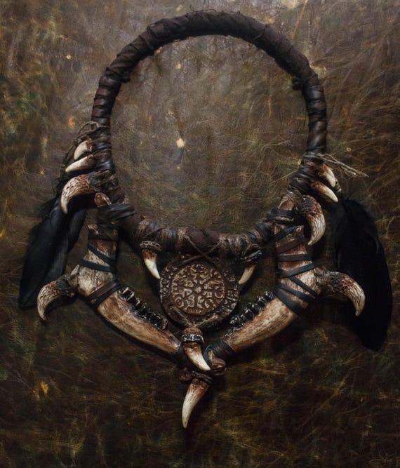 Ethnic Handmade Jewelry | Bone Pendant Necklace | Shaman Costume