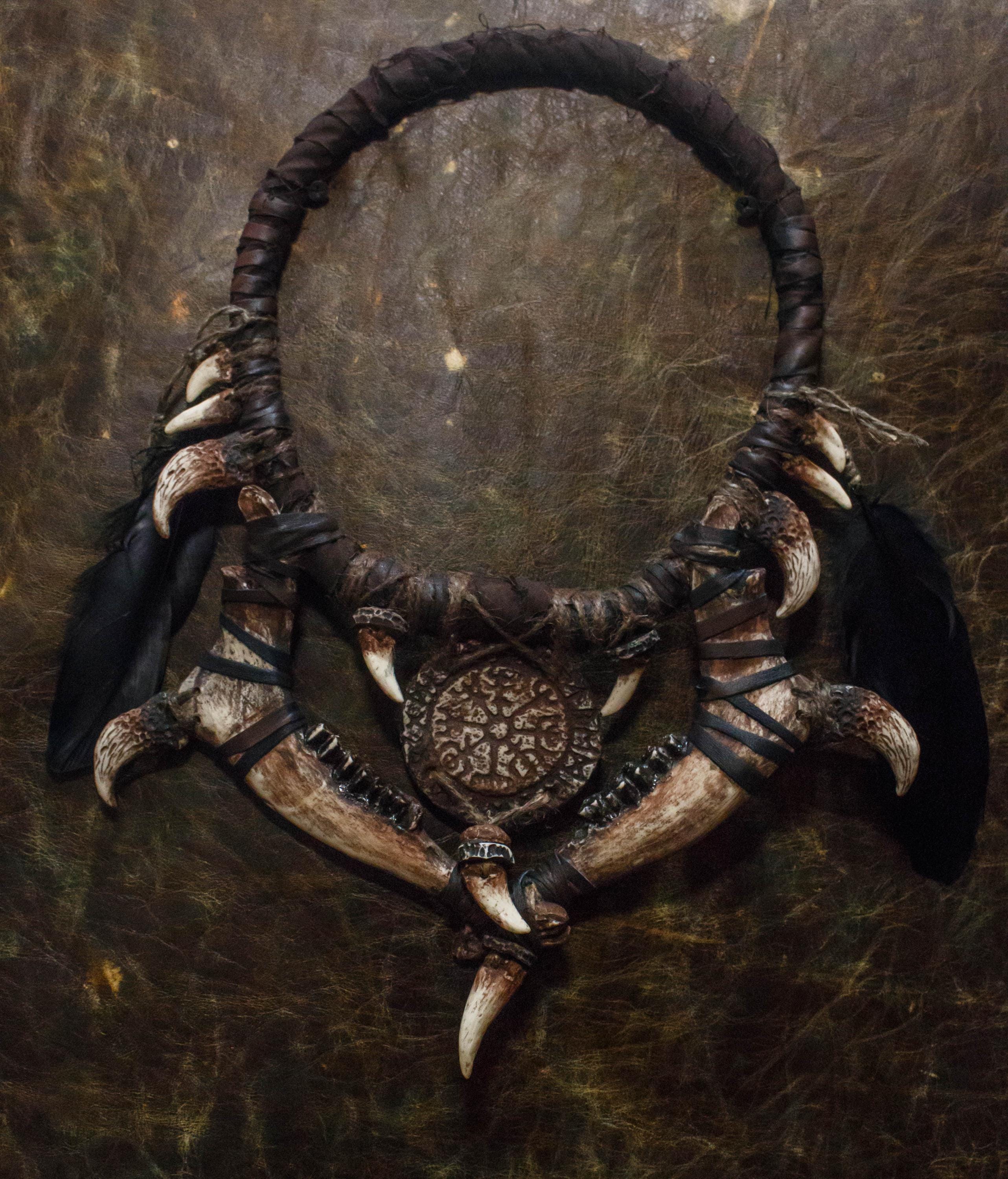 Ethnic Handmade Jewelry | Bone Pendant Necklace | Shaman Costume