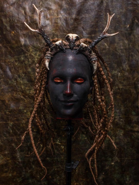 Forest Spirit Headdress with Deer Antlers