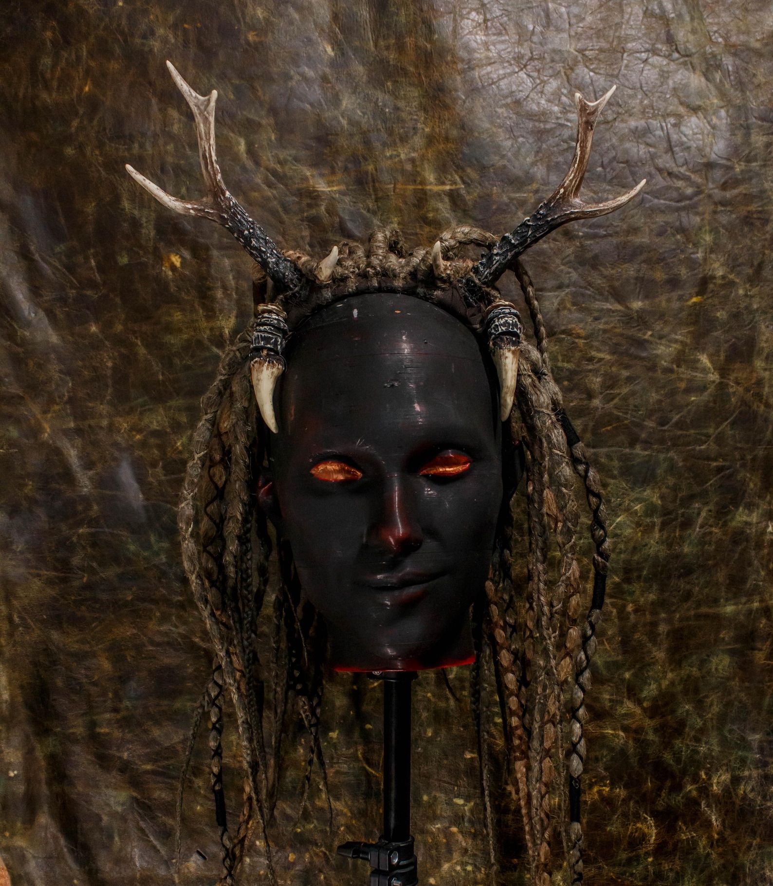 Shaman Style Horns Headband with Pigtails