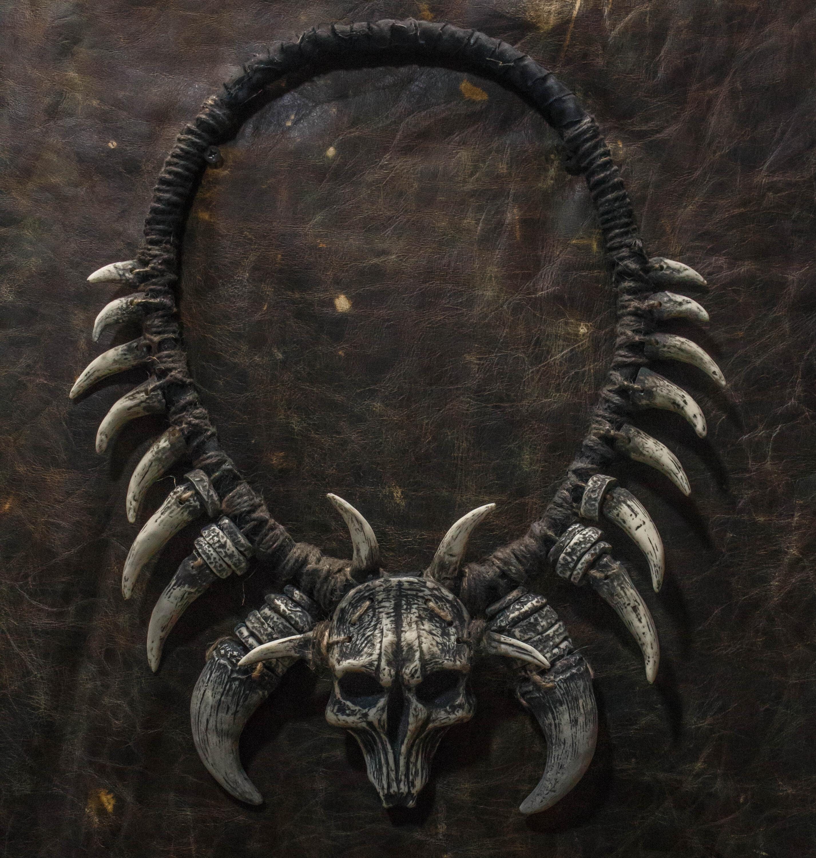 Savage Skull Necklace With Tusks and Bones | Tribal LARP & Cosplay