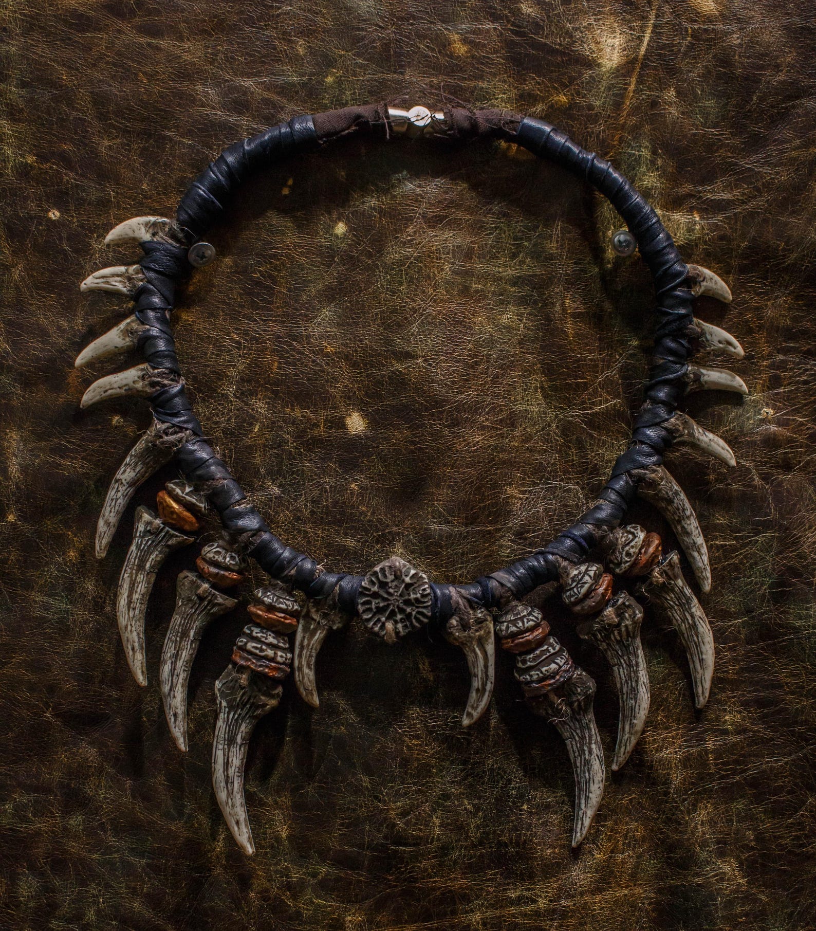 Bone and Tooth Leather Choker