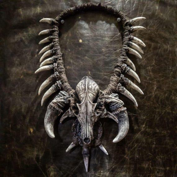 Fox Skull Necklace with Aegishjalmur Rune