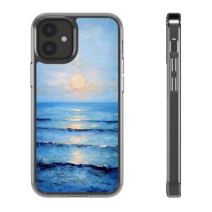 Phone Cases, Tranquil Oil Painting Ocean Sunset, Coastal Beach Vibes Cover, Protective Shell, Summer Tropical Sea Art, Gifts for Nature