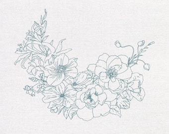 Plantilla de corona floral para papelería de boda.