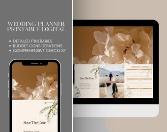 Wedding Planner Printable Digital | All-In-One Custom Wedding Itinerary Budget Planner Book | PREMIUM 2024 Wedding Planning Pages PDF, A4