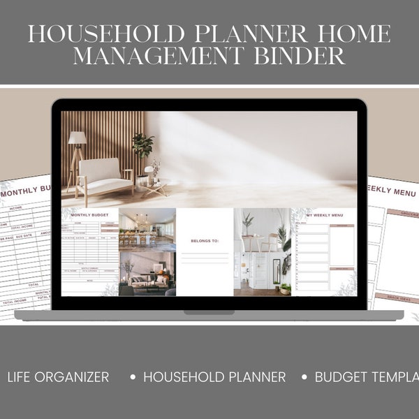 Household Planner Home Management Binder | Household Budget Template | Life Organizer PDF | Household Family Planner Printable
