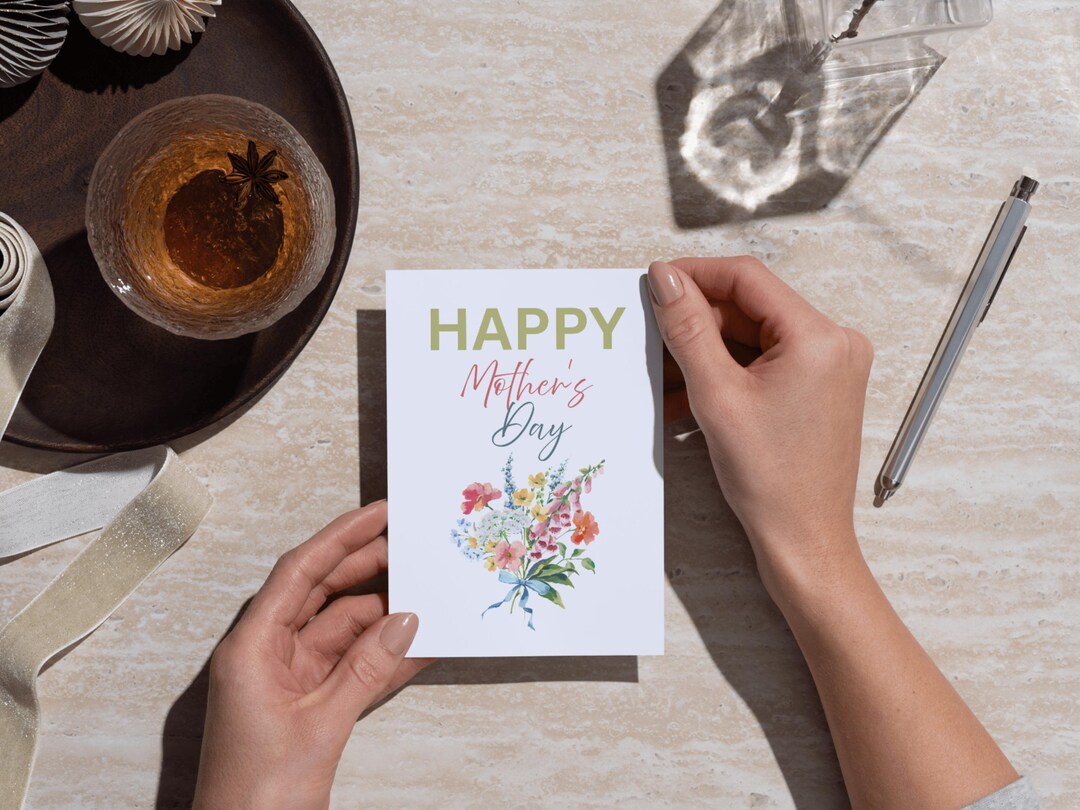 Printable Mother's Day Card, Watercolor Floral Greeting Card for Mom ...