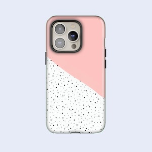Custodia per telefono rosa minimalista con motivo a mezzo punto TOUGH Cover per iPhone 16e, 15, 14, 13, 12, Google Pixel 9Pro XL, 8A, 7A, 6A, Samsung S25, S24 F