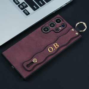 Custodia per telefono in similpelle con lettera in rilievo personalizzata con design a onda piegata, adatta per Samsung Galaxy S25, S24, S23, S22, S21 Ultra Plus