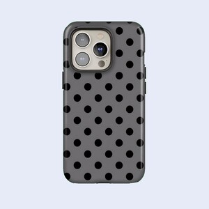 Custodia per telefono con estetica scura, motivo minimalista a pois, TOUGH Cover per iPhone 16e, 15, 14, 13, 12, Google Pixel 9Pro XL, 8A, 7A, 6A, Samsung S25, S24 FE