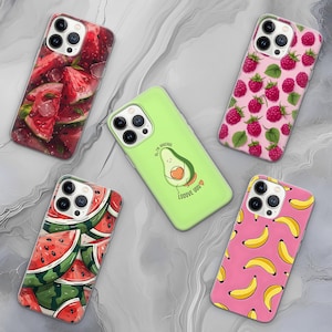 Fruit Phone Case Berries,  Strawberry, Blueberry, Watermelon Cover for iPhone 16Pro, 15, 14, 13, 12, Samsung S25, S24, S23, S22, A16, A56