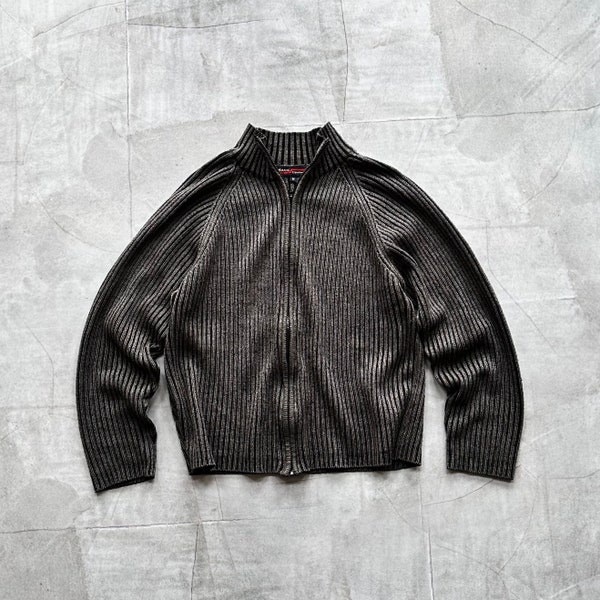 Pull zippé en tricot côtelé vintage style Diesel Année 2000 Avantgarde