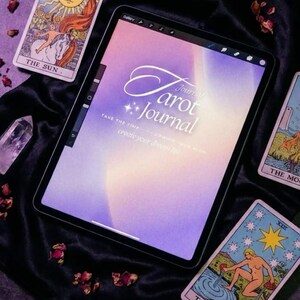 Tarot Journal | Digital Tarot Spread & Reflection Journal | Card Meanings, Daily Draws, Year Ahead, Moon Spreads | PDF Download