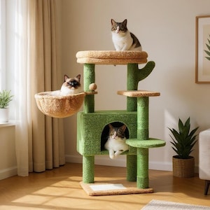 Sturdy 6-Level Cat Tree for Large Cats | Multi-Tier Cat Tower with Large Hammock, Cozy Condo & Washable Top Bed