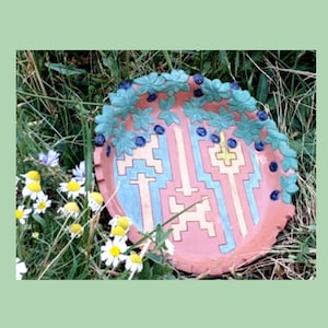 The Origin of Calafate - Handmade Narrative Ceramic Plate Inspirate by Tehuelche Mythology / One-of-a-Kind Wall Art