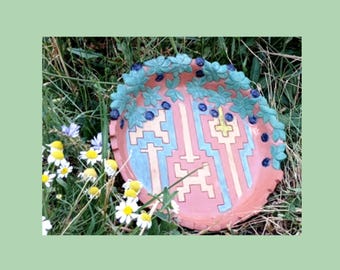 The Origin of Calafate - Handmade Narrative Ceramic Plate Inspired by Tehuelche Mythology / One-of-a-Kind Wall Art