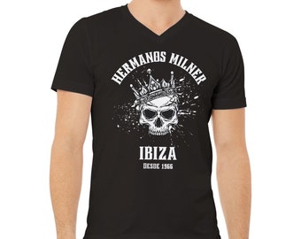 Ibiza Crown Skull Vneck Tshirt Hermanos Milner